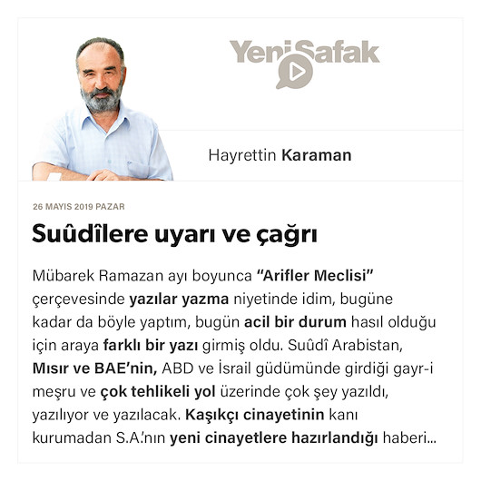 Suûdîlere uyarı ve çağrı