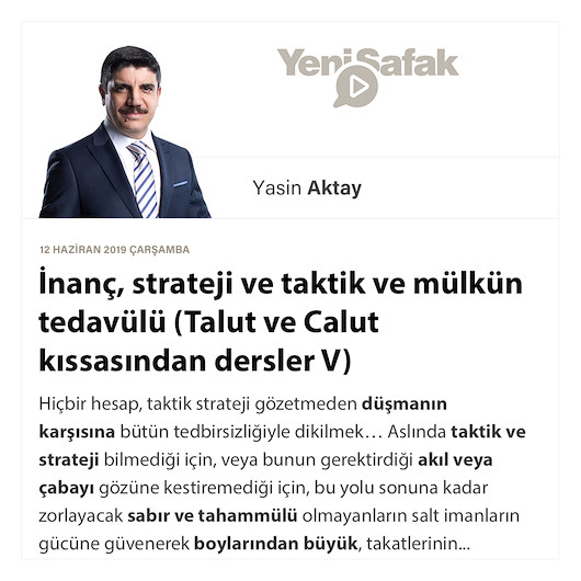 İnanç, strateji ve taktik ve mülkün tedavülü (Talut ve Calut kıssasından dersler V)