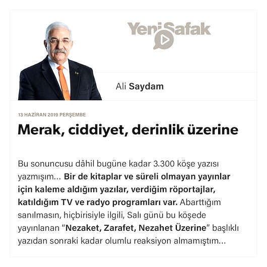Merak, ciddiyet, derinlik üzerine