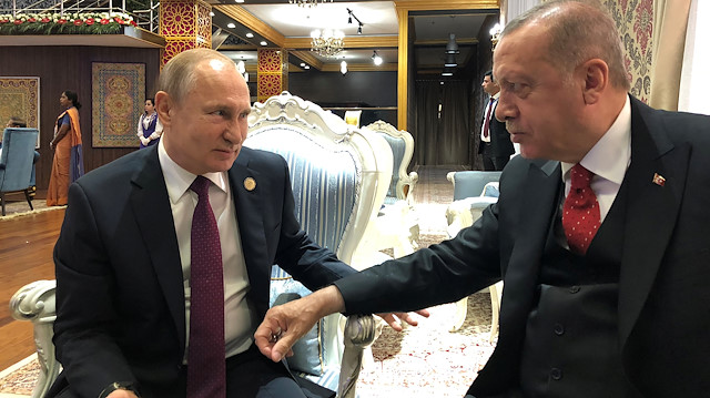 Cumhurbaşkanı Erdoğan ve Putin Tacikistan'da baş başa görüştü