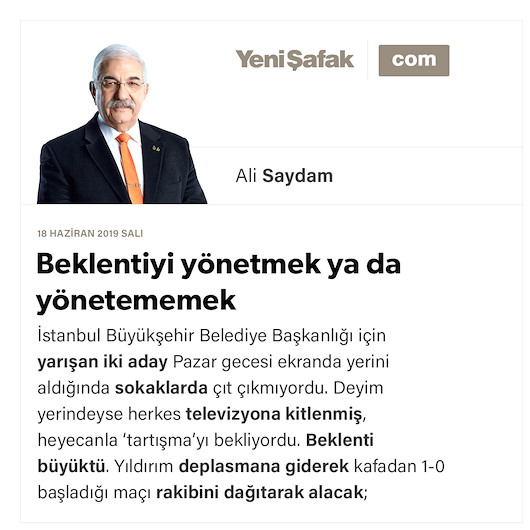 Beklentiyi yönetmek ya da yönetememek