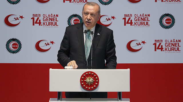 Cumhurbaşkanı Hak-İş 14. Olağan Genel Kurulunda konuştu.