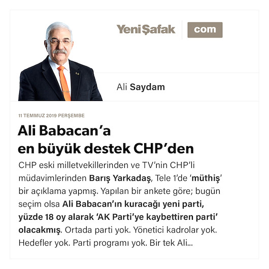 Ali Babacan’a en büyük destek CHP’den