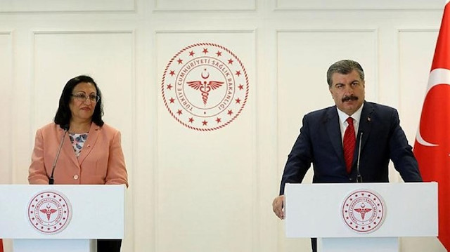 Bahreyn Krallığı Sağlık Bakanı Faika Said El Saleh ile Sağlık Bakanı Fahrettin Koca