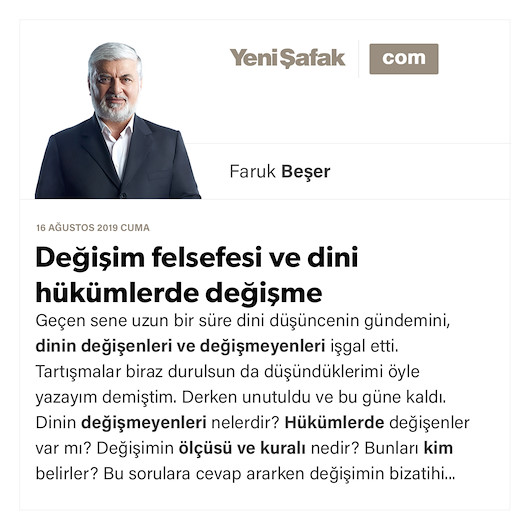 Değişim felsefesi ve dini hükümlerde değişme