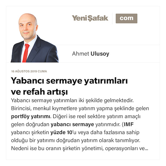 Yabancı sermaye yatırımları ve refah artışı