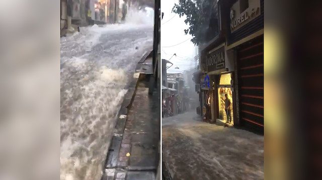 Sağanak yağışın boyutu vatandaşın kamerasına yansıdı