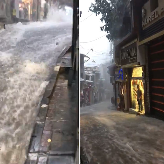 Sağanak yağışın boyutu vatandaşın kamerasına yansıdı