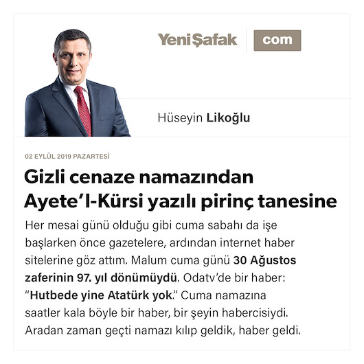 Gizli cenaze namazından Ayete’l-Kürsi yazılı pirinç tanesine