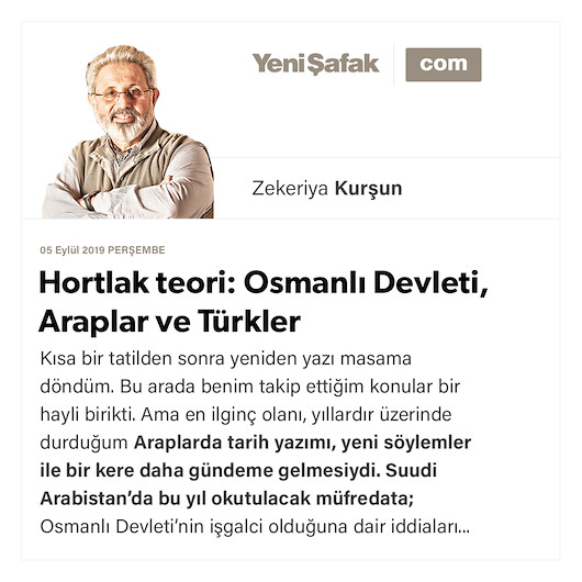 Hortlak teori: Osmanlı Devleti, Araplar ve Türkler