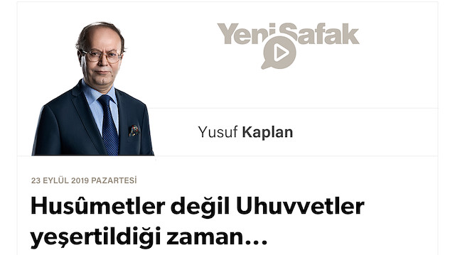 Husûmetler değil Uhuvvetler yeşertildiği zaman...