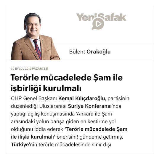 Terörle mücadelede Şam ile işbirliği kurulmalı
