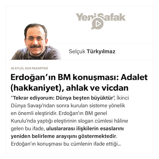 Erdoğan’ın BM konuşması: Adalet (hakkaniyet), ahlak ve vicdan