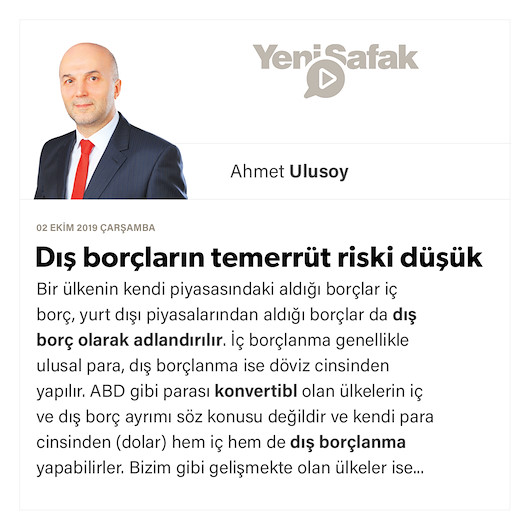 Dış borçların temerrüt riski düşük