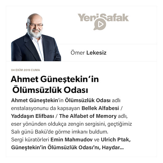 Ahmet Güneştekin’in Ölümsüzlük Odası