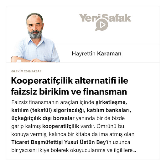 Kooperatifçilik alternatifi ile faizsiz birikim ve finansman