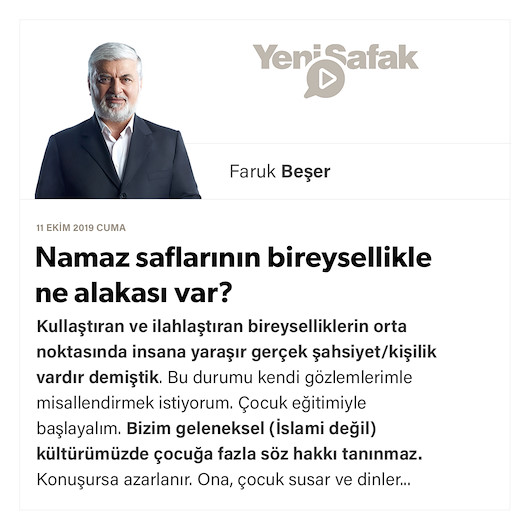 Namaz saflarının bireysellikle ne alakası var?