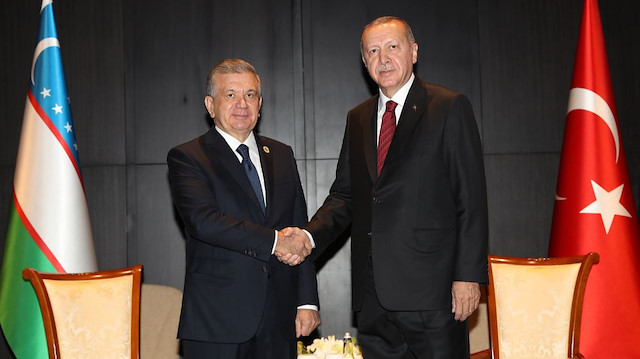 Cumhurbaşkanı Erdoğan, Özbekistan Cumhurbaşkanı Mirziyoyev ile görüştü