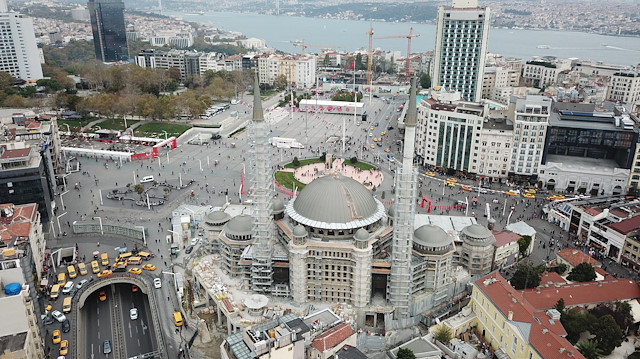 Taksim Camii inşaatında son durum havadan görüntülendi