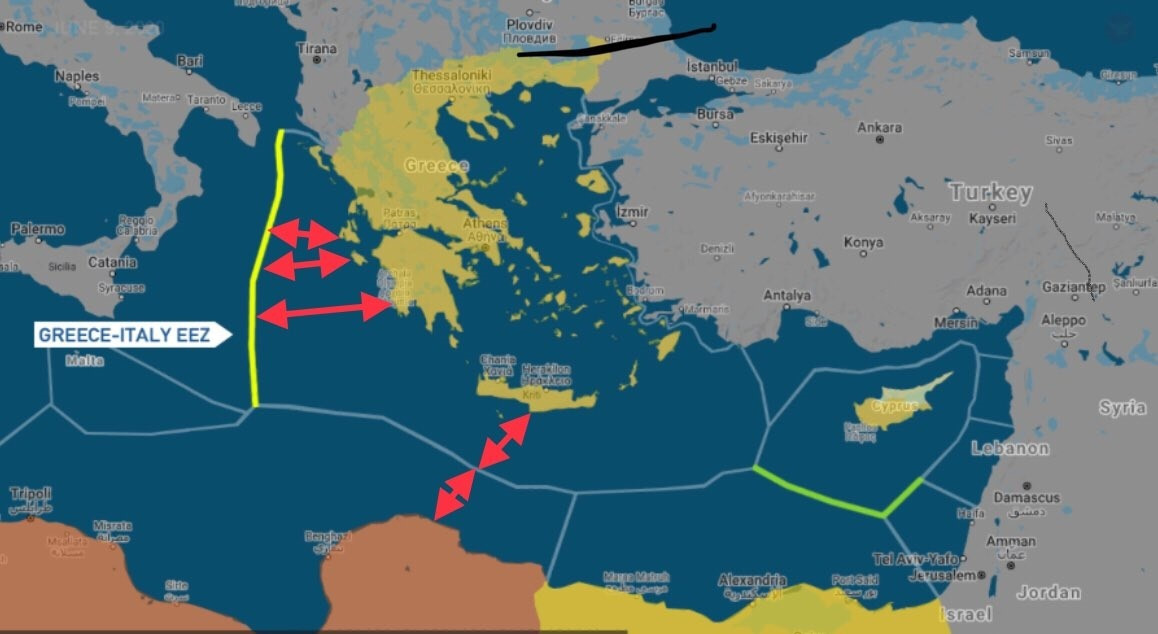 حدود اتفاق المنطقة الصناعية الحصرية بين إيطاليا واليونان