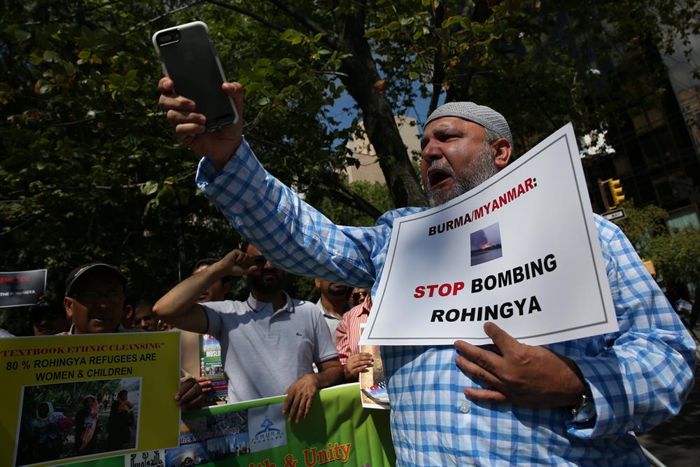 Muslim Americans protest Myanmar at UN headquarters
