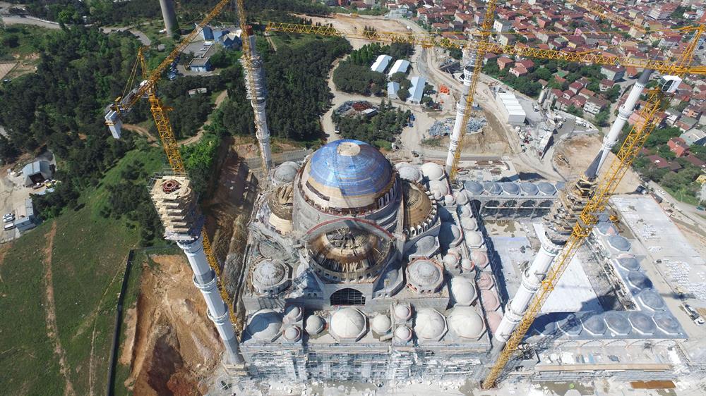Çamlıca Mosque of Istanbul viewed from air