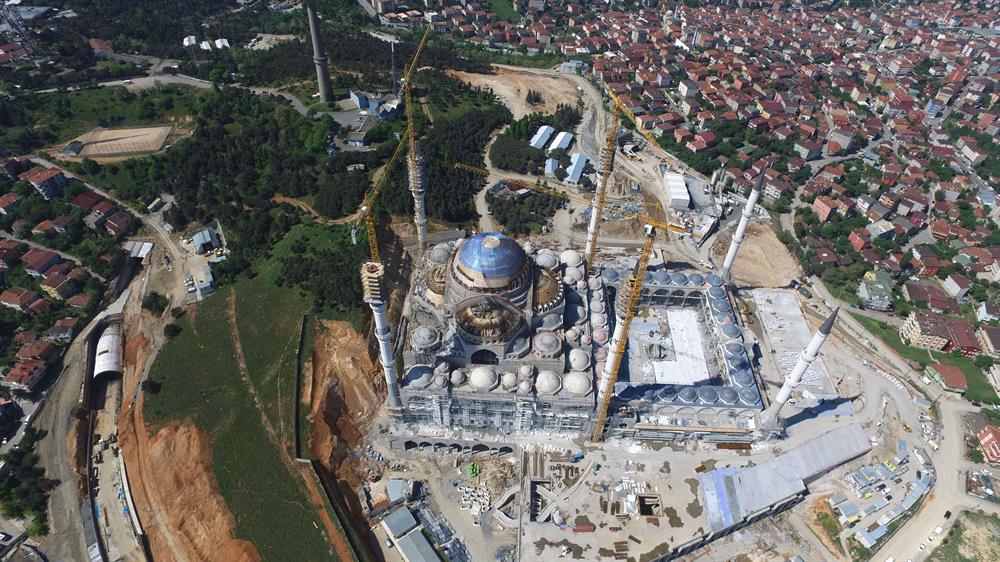 Çamlıca Mosque of Istanbul viewed from air