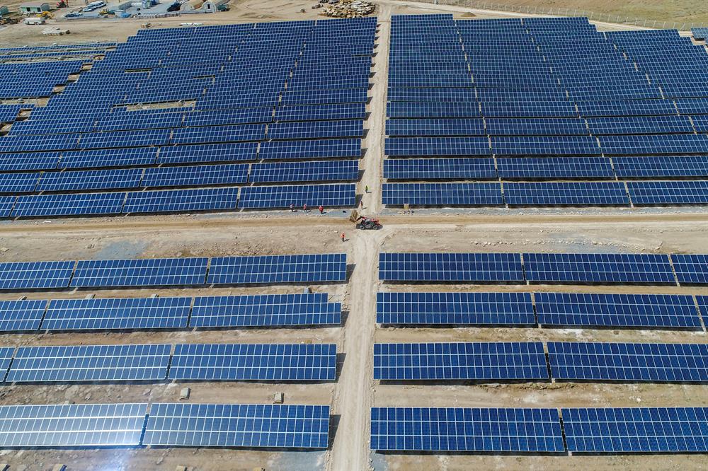 Solar power plant construction in Turkey's Van