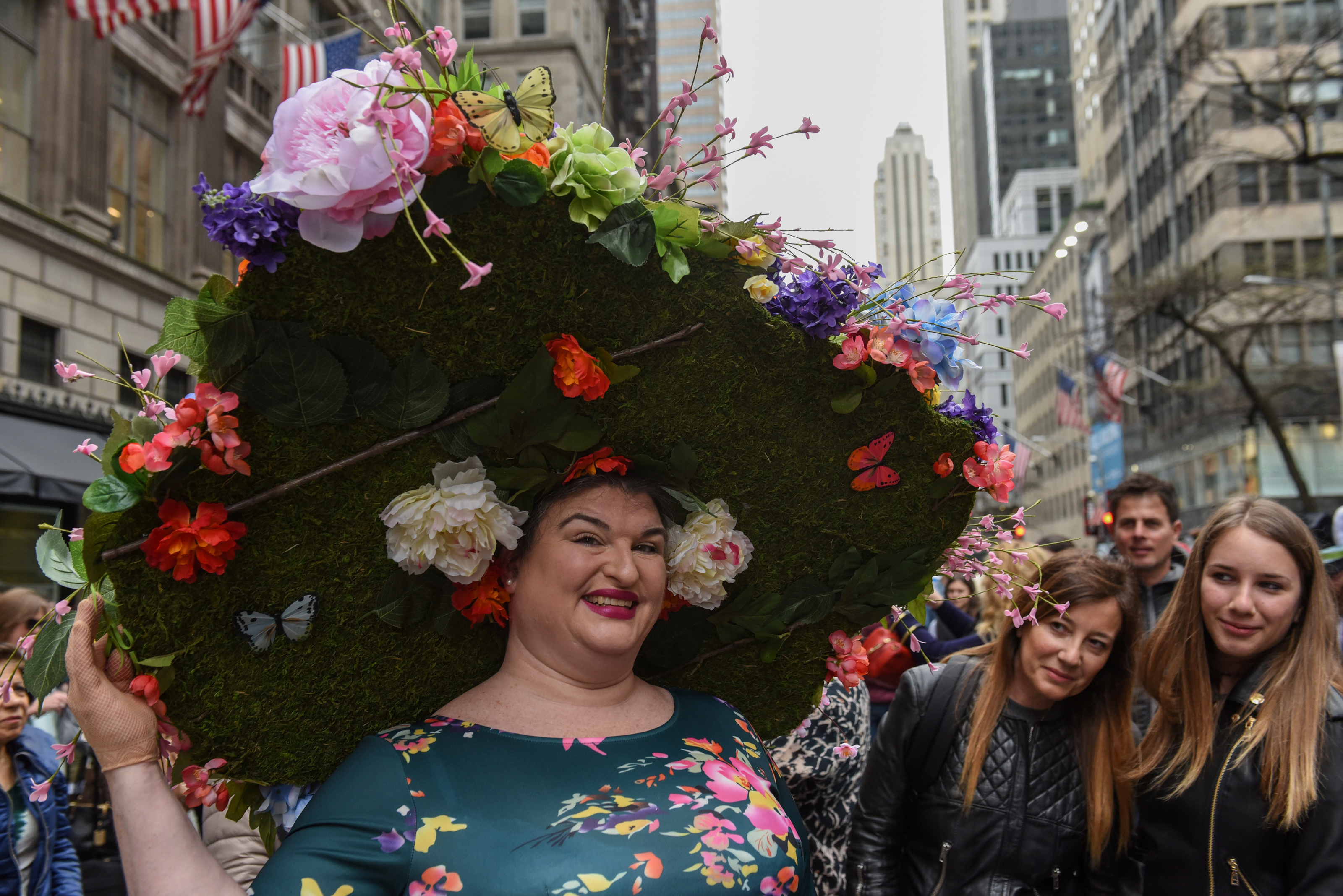 People wear the bonnets during the annual Easter Parade and Bonnet Festival on Fifth Avenue in New York City