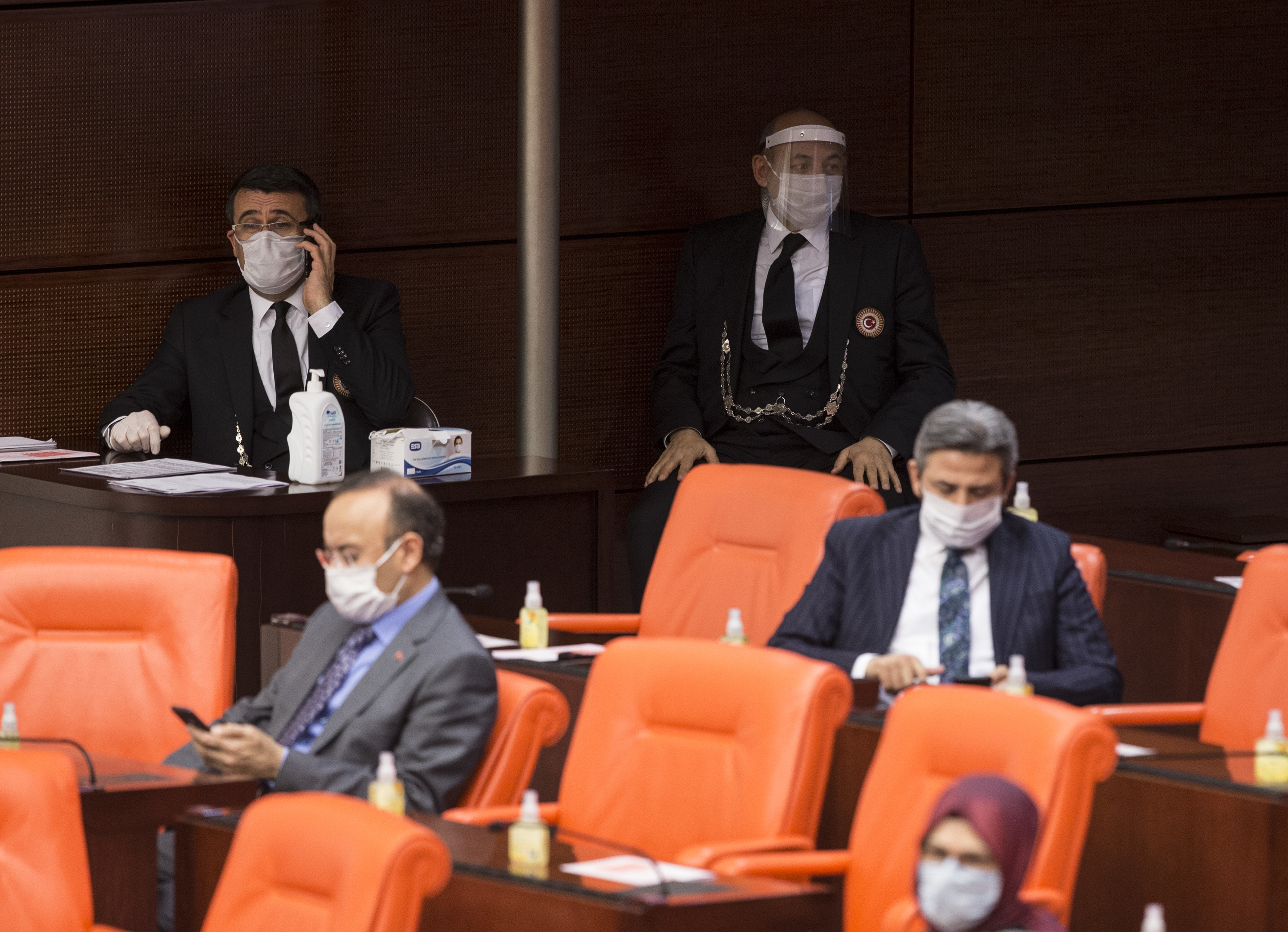 Turkish MPs don masks and gloves at general assembly meeting