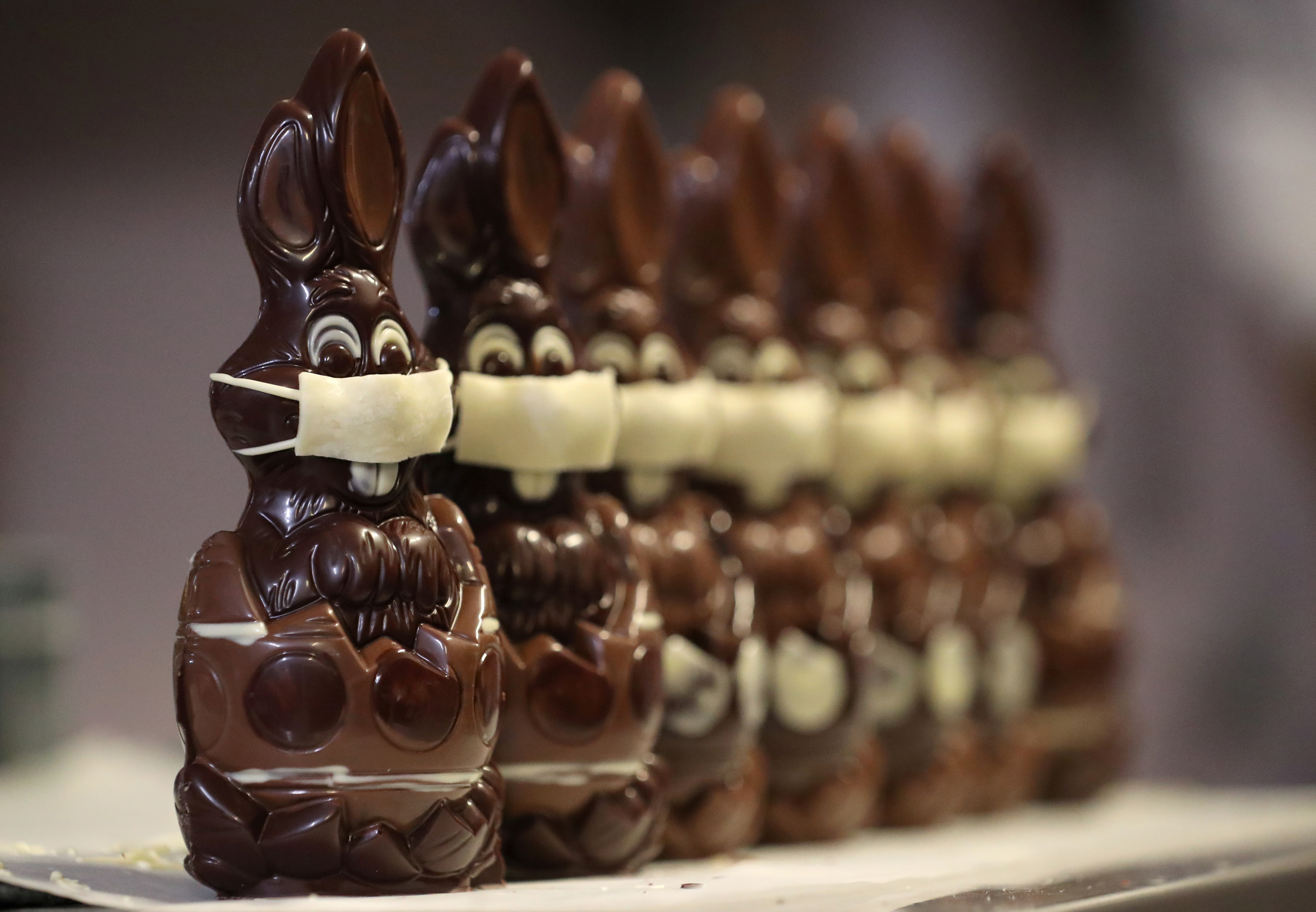 Not just people, chocolate Easter bunnies need to wear masks in Belgium too