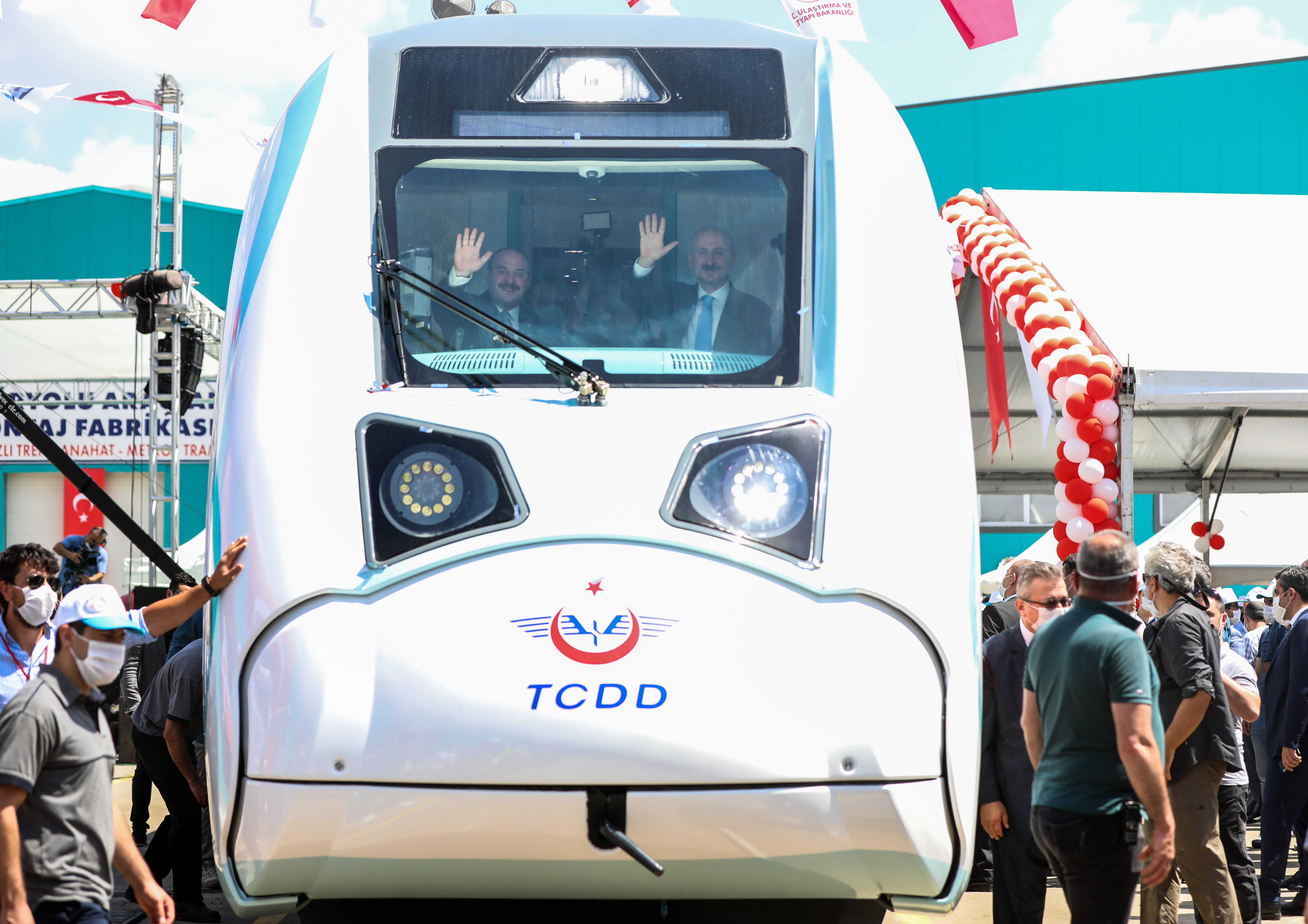 Factory tests ceremony of the first Turkish-made electric train in Turkey's Sakarya